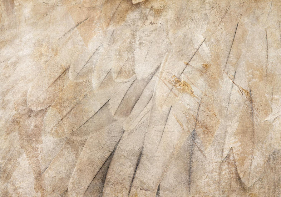 Fototapete - Bird's wings - minimalist close-up on beige feathers with pattern Artgeist