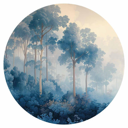 Runde Fototapete - A forest in misty shades of blue