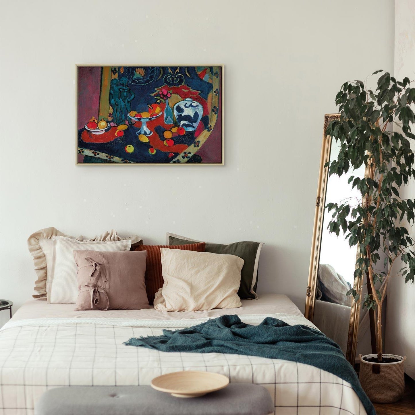 Leinwandbild - Henri Matisse – Still Life with Fruit and Bronze Statuette