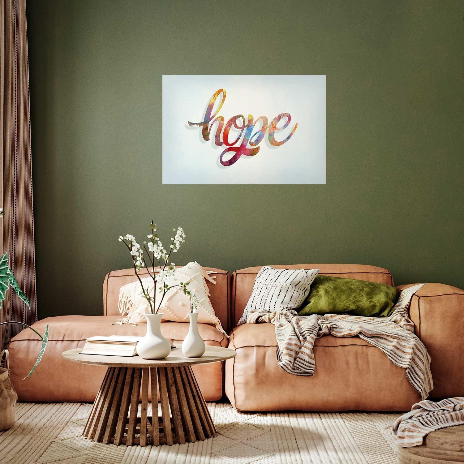 Stylish "Poster - Hope" artwork displayed in elegant living room setting.