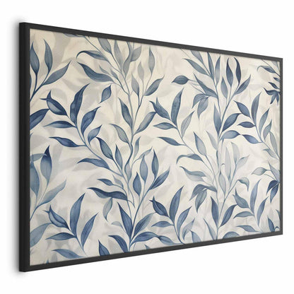 Poster - Delicate Botanical Motif with Blue Leaves