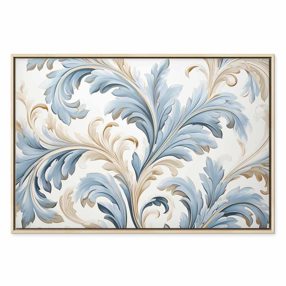 Leinwandbild - Baroque Ornaments in Light Cream-Blue Hues