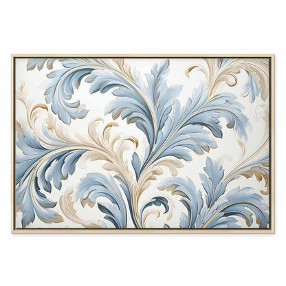 Leinwandbild - Baroque Ornaments in Light Cream-Blue Hues