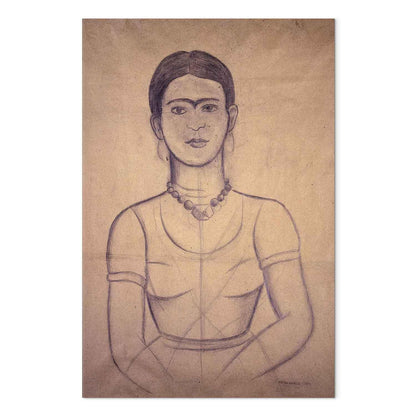 Leinwandbild - Frida Kahlo – Self-Portrait, 1929 (charcoal drawing)