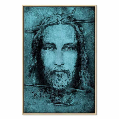Leinwandbild - Shroud of Turin in Turqoise (1 Part) Vertical