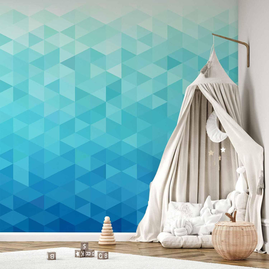 Pixel-Design in Blau als stilvolle Vliestapete