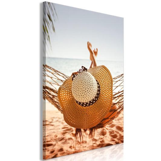 Leinwandbild - Hammock on the Beach (1 Part) Vertical Artgeist