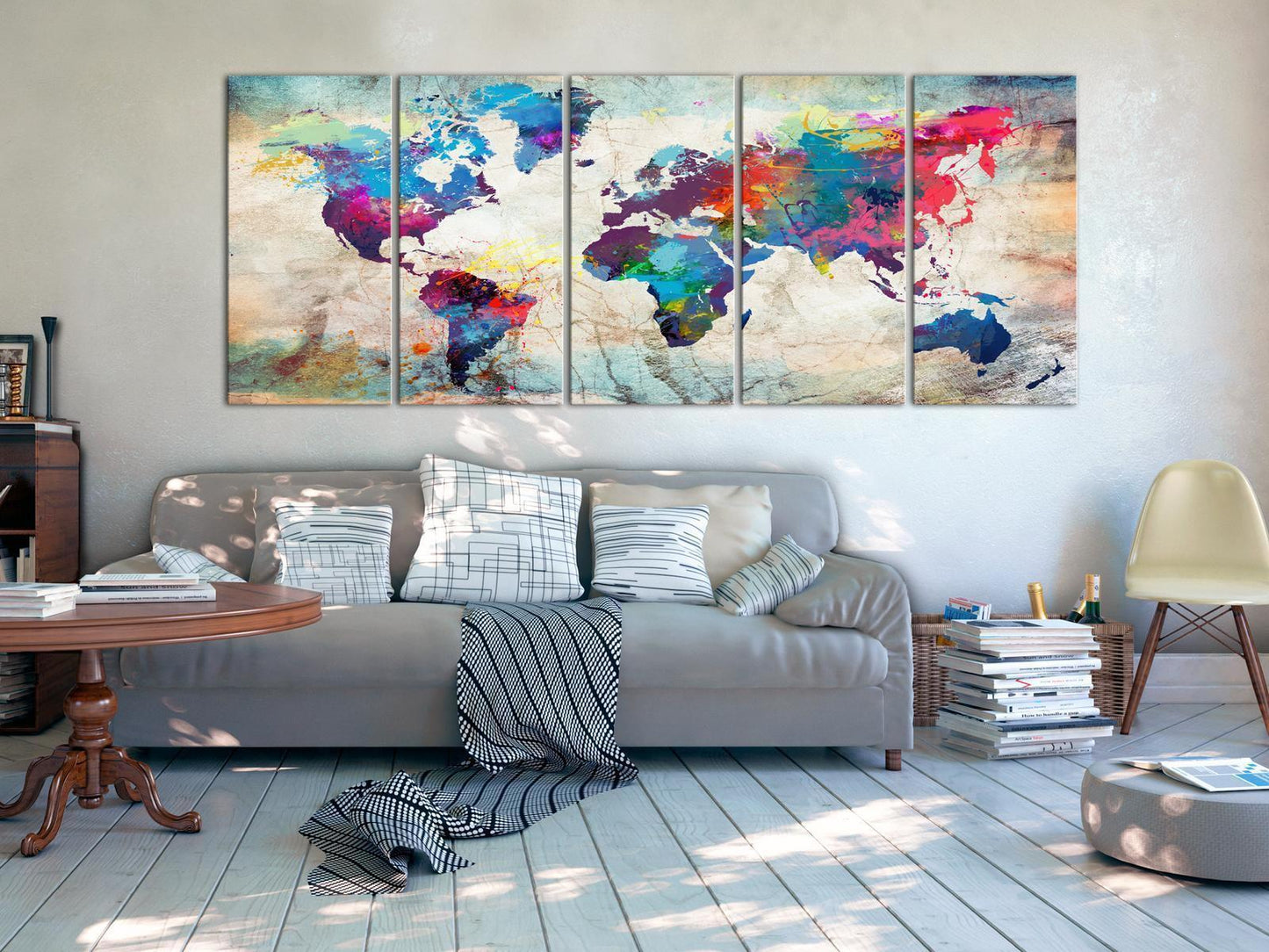 Leinwandbild - World Map: Cracked Wall Artgeist