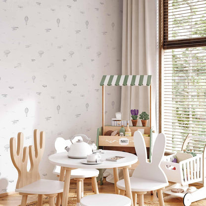 Tapete - Drawing - Airplanes - balloons - and airships against a sky full of birds