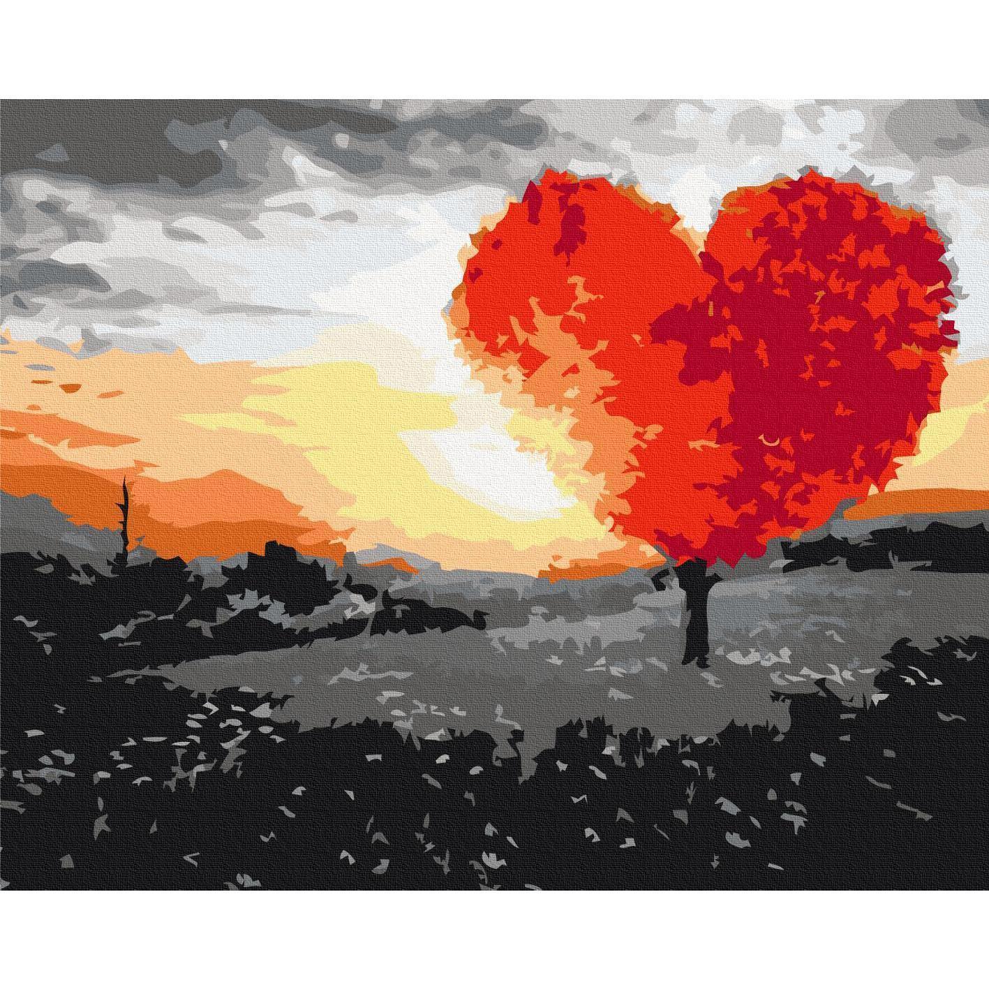 Malen nach Zahlen - Heart-Shaped Tree (Sunrise)
