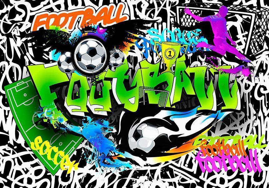 Tapete Fußball Graffiti – Streetart fürs Kinderzimmer & Jugendzimmer Sawelt