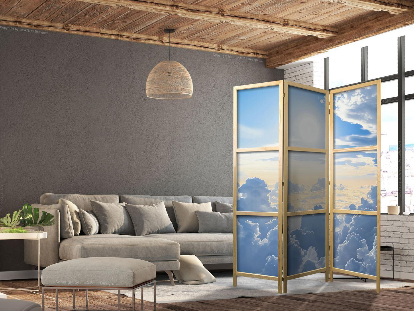 Japanischer Paravent - Symphony of Light: Sun and Clouds Collaborating on a Beautiful Sky