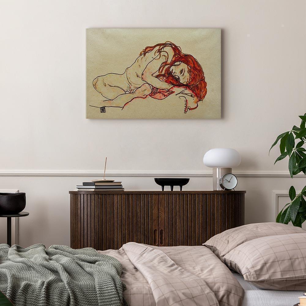 Leinwandbild - Egon Schiele – Crouched Girl With Bowed Head