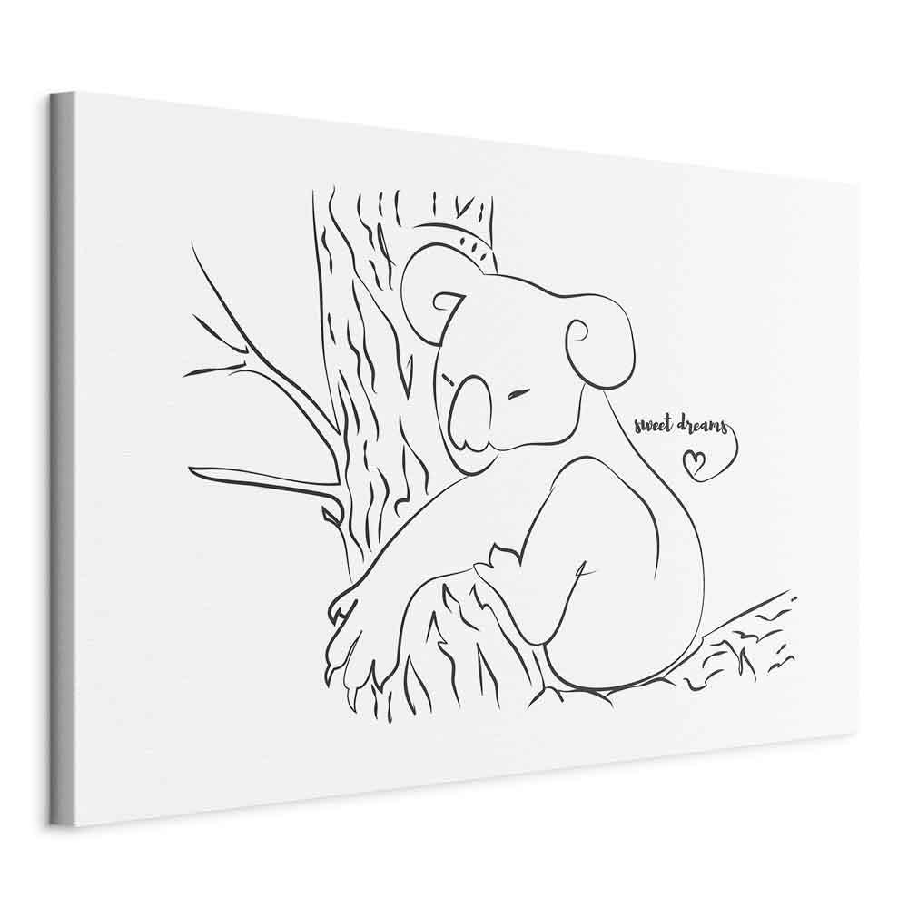 Leinwandbild - Quiet Charm of Nature (1-part) - Sleeping Koala in Black and White