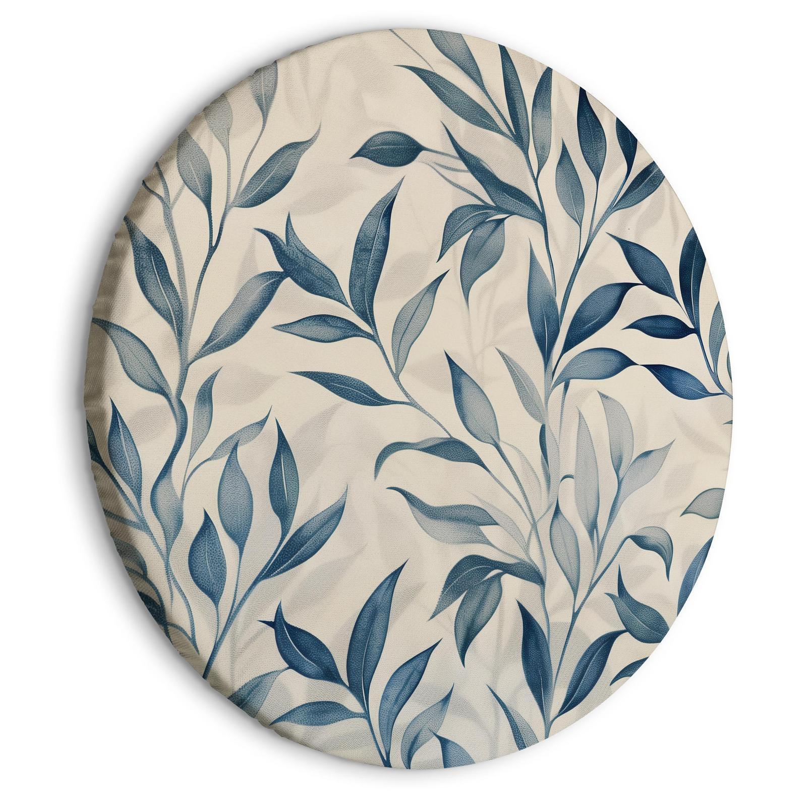 Rundes Bild - Leaves in Blue Colors Delicate Botanical Motif Artgeist
