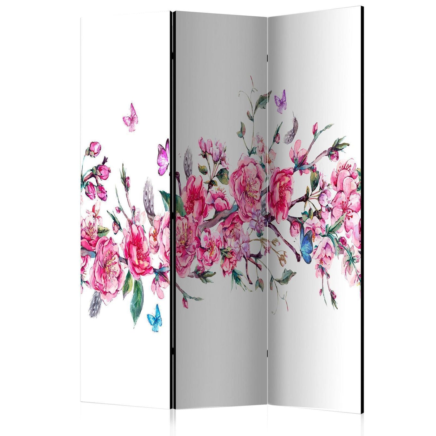 Paravent - Flowers and Butterflies Artgeist