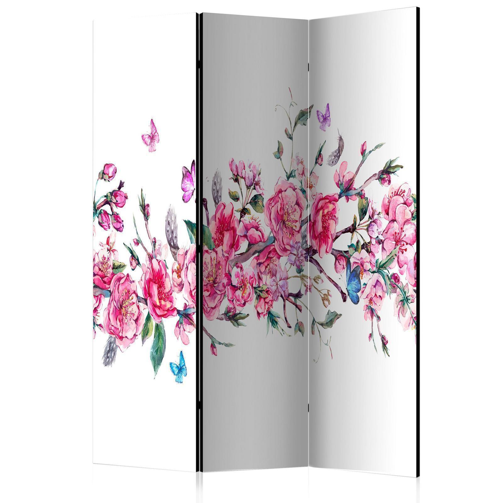Paravent - Flowers and Butterflies Artgeist