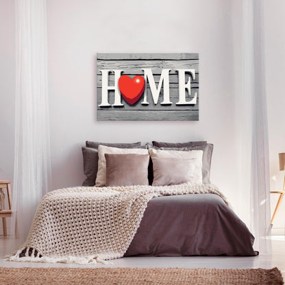 Home with Red Heart Wandbild zum Ausmalen - Herzerwärmendes Zuhause Motiv mit nummerierten Feldern für entspannende Kreativität