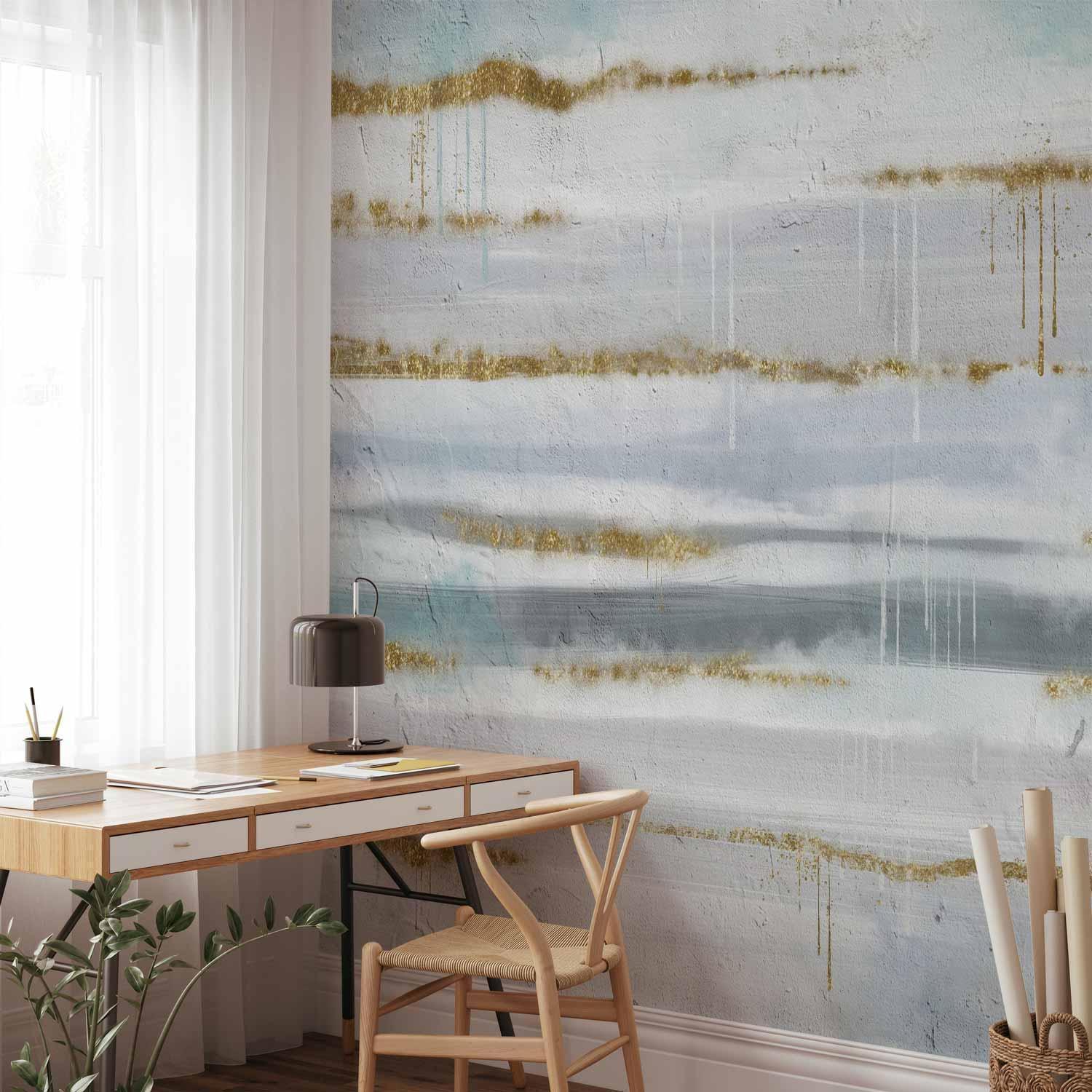 Fototapete - Modernist background - abstract stripes pattern with gold patterns Artgeist