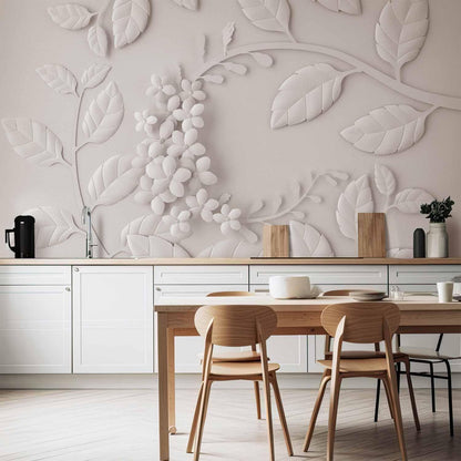 Fototapete „Paper Flowers Cream“ – Sanfte Blüten in eleganter Papieroptik