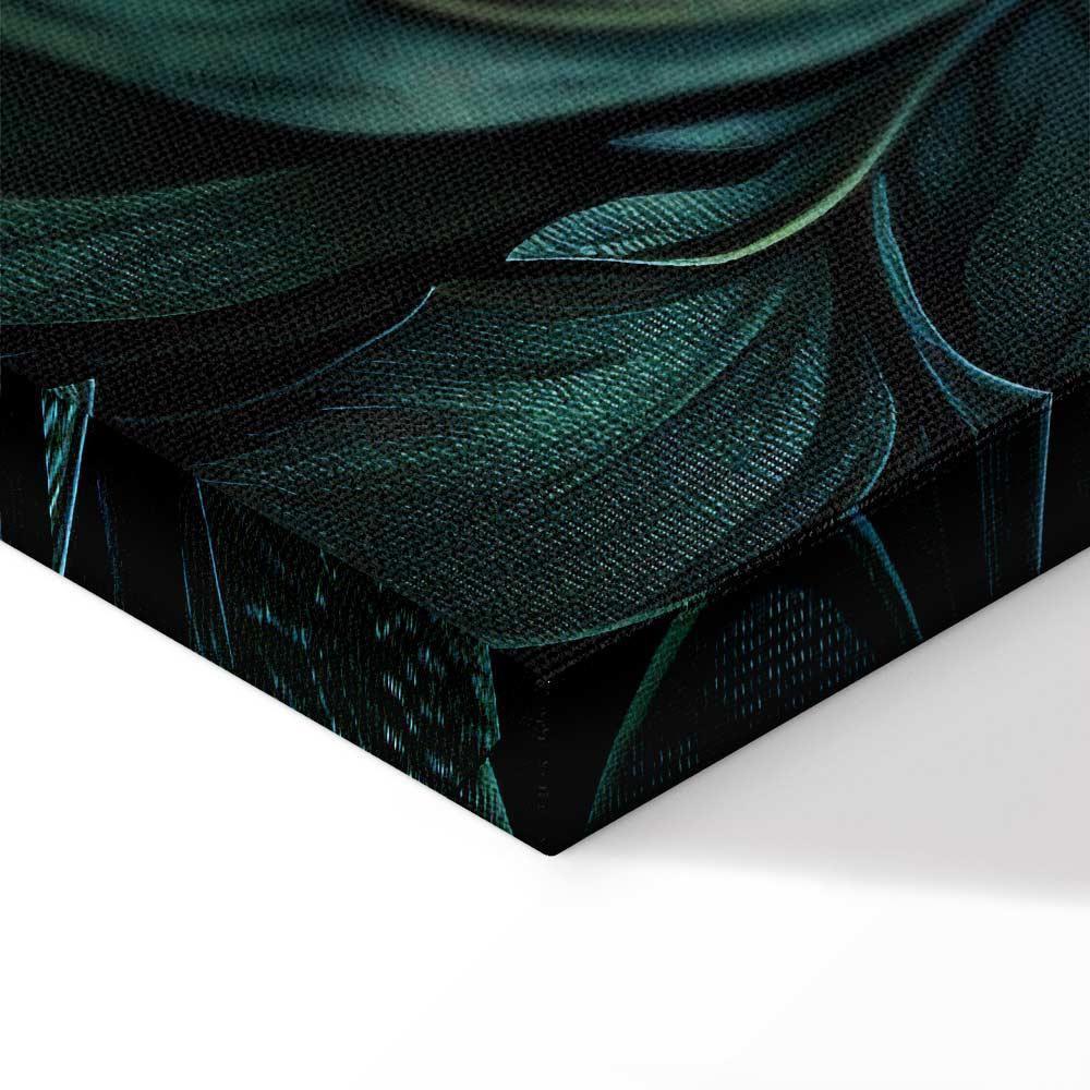 Leinwandbild - Dark Green Victorian Leaves: Botanical Carved Composition