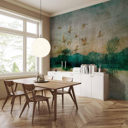 Fototapete - Golden Ducks