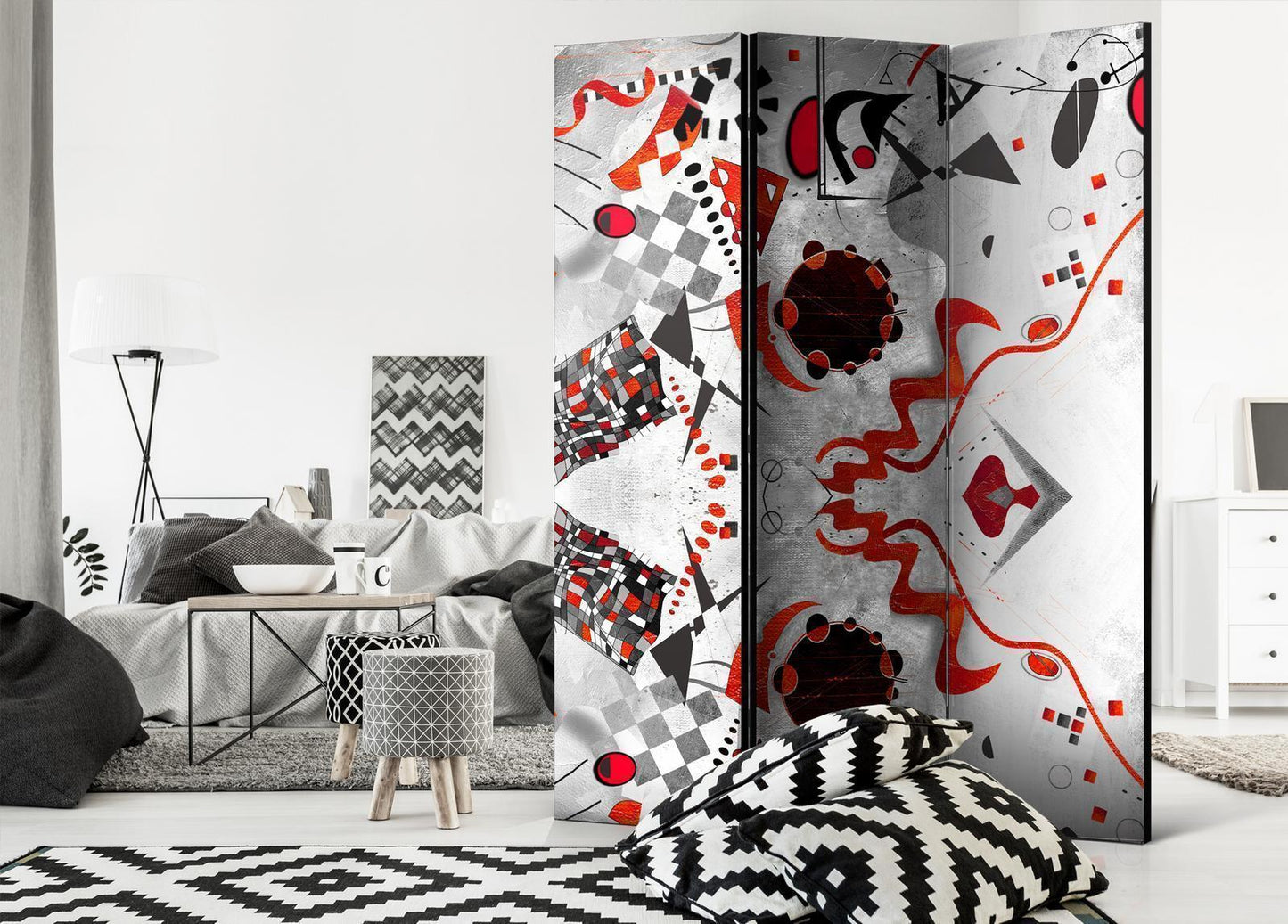 Paravent „Geometrisches Kosmos-Design“ – Moderner Raumteiler mit Galaxie-Motiv