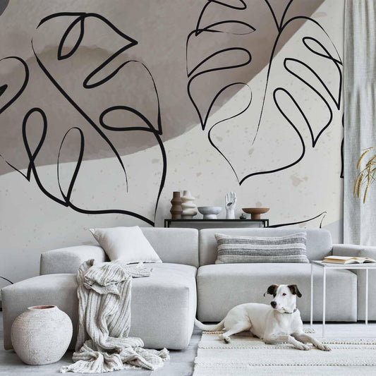 Fototapete Monstera Minimal – Tropisches Blattdesign in moderner Schlichtheit