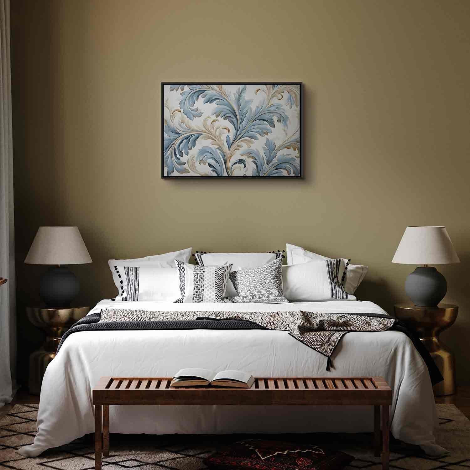 Leinwandbild - Baroque Ornaments in Light Cream-Blue Hues Artgeist