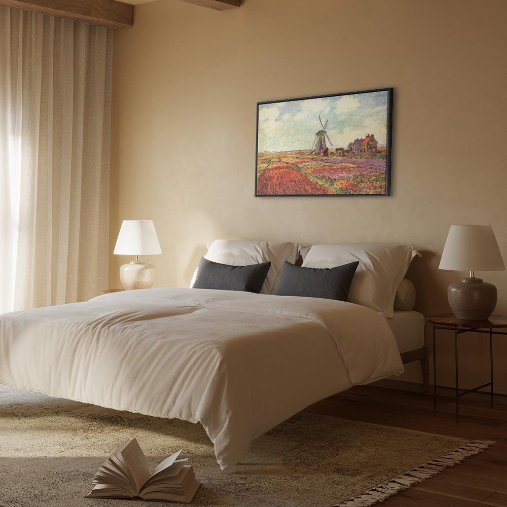 Leinwandbild - Claude Monet – Tulip Fields with Windmill