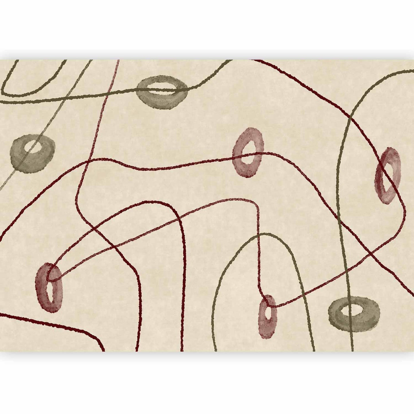 Fototapete - Lines and shapes – bead labyrinth on a pale washed background