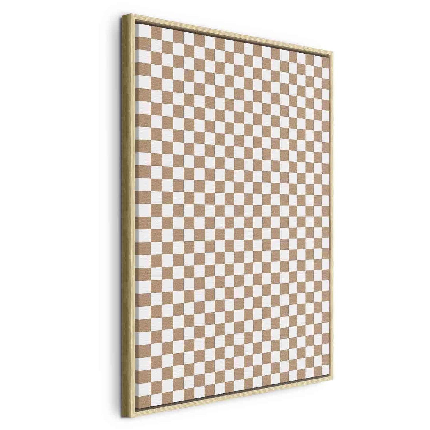 Leinwandbild - Checkerboard Pattern - Brown-White Grid with a Subtle Noise