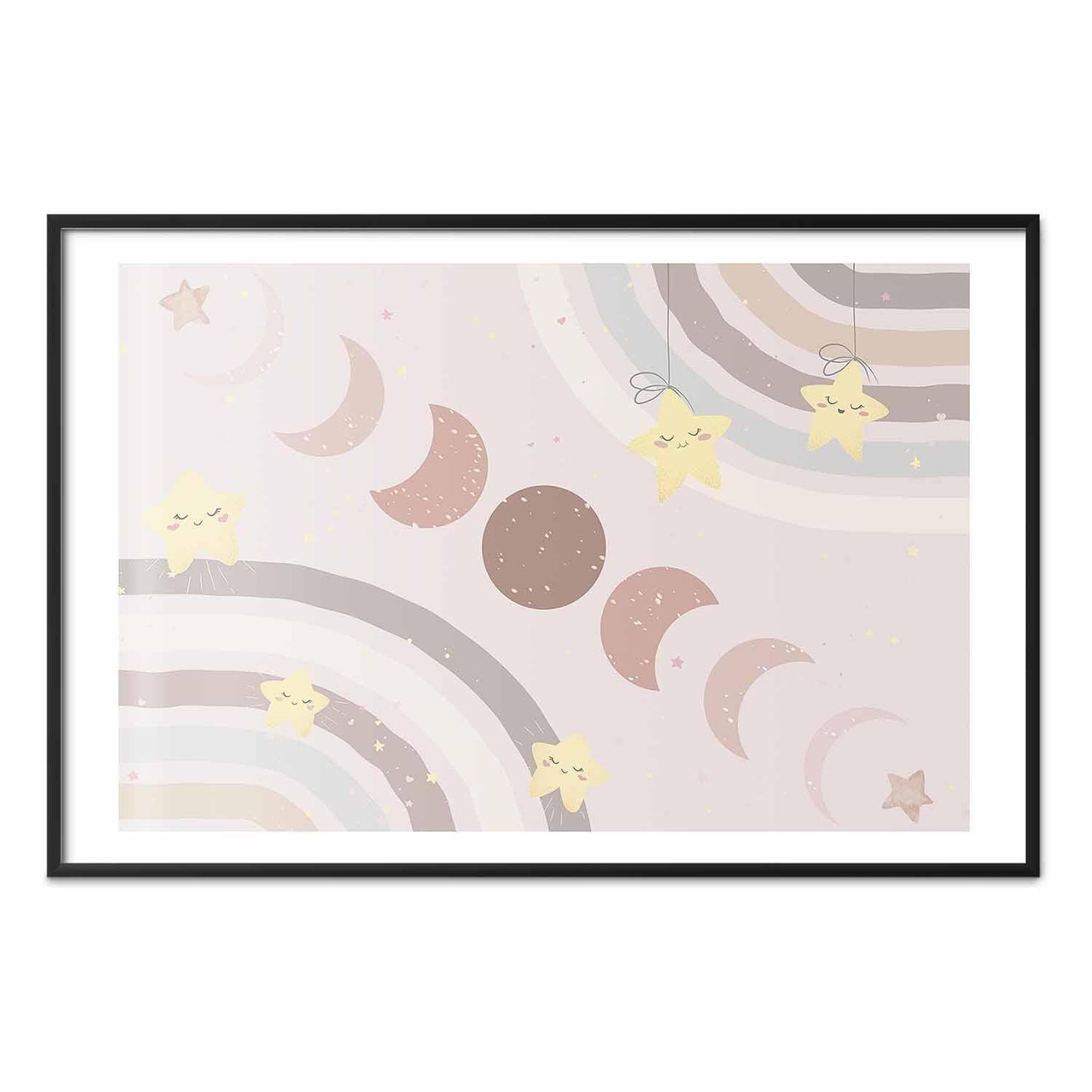 Poster - Phases of the Moon with a Rainbow