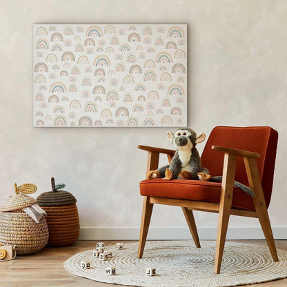 Leinwandbild - Spring - Pastel Rainbows with Hearts on a Rainy Day