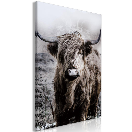 Leinwandbild - Highland Cow in Sepia Artgeist