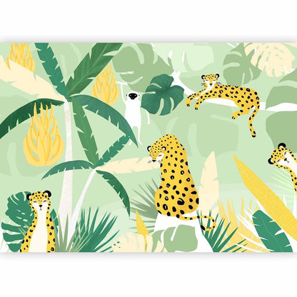 Fototapete - Cheetahs in the jungle - landscape with animals in the tropics for children Artgeist