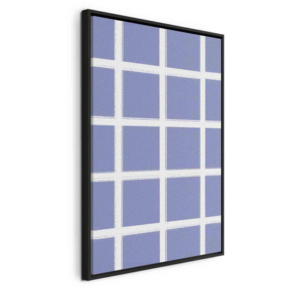 Leinwandbild - Lines and Symmetry - Expressive White Grid on a Blue Background Artgeist