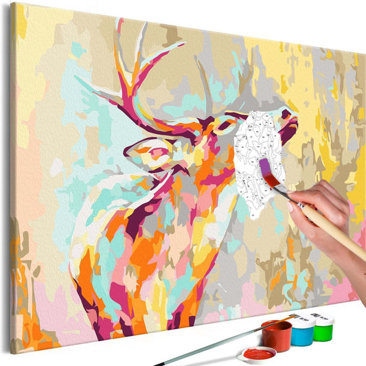 Wandbild zum Ausmalen Proud Deer Dekoration - majestätischer stolzer Hirsch als Wandschmuck