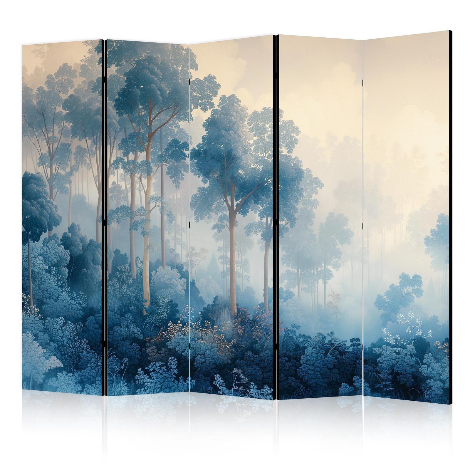 Paravent - Landscape With Trees in Illustration Style Fairy Blue Forest Artgeist