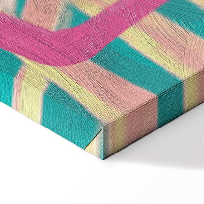 Leinwandbild - Pink Flamingo - Abstract Flamingo Against Palms and Ice Cubes