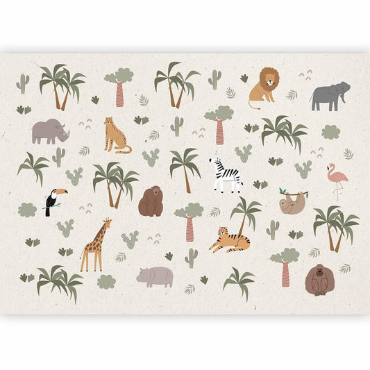 Fototapete - African Composition - Animals for the Children's Room on a Paper Background