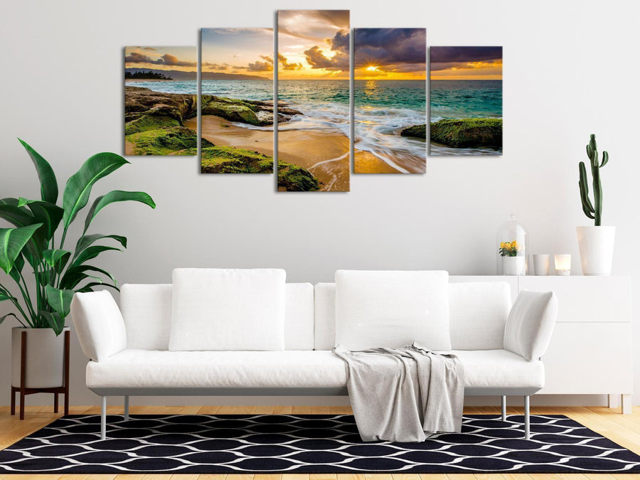 Leinwandbild - Turquoise Sea (5 Parts) Wide Artgeist