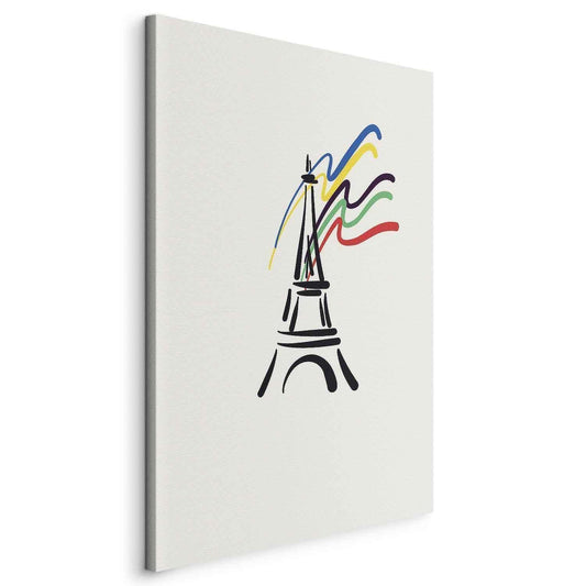 Leinwandbild - Eiffel Tower and Colorful Ribbons Artgeist