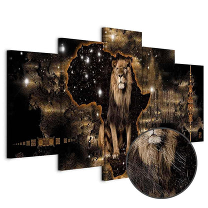 Leinwandbild - Golden Lion (5 Parts) Wide
