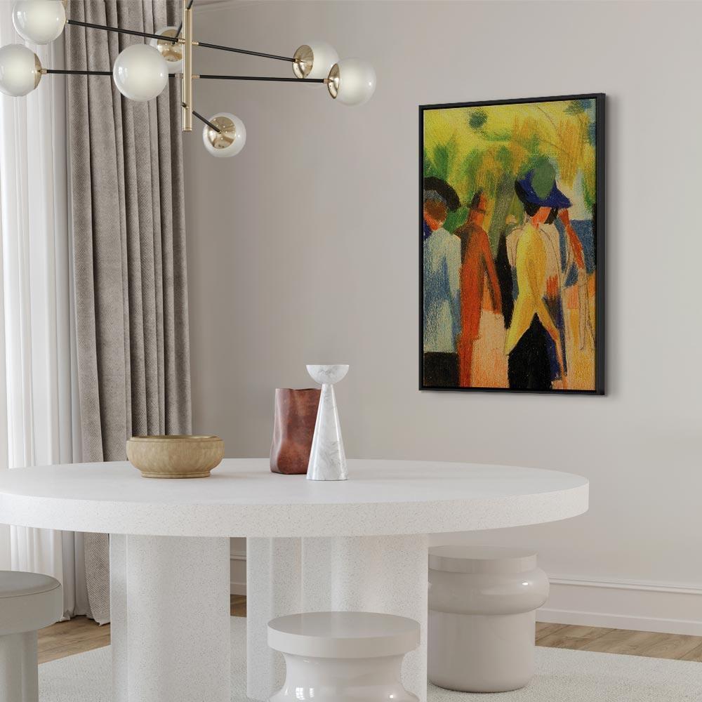 Leinwandbild - August Macke – Walker under trees (Walker in the park)