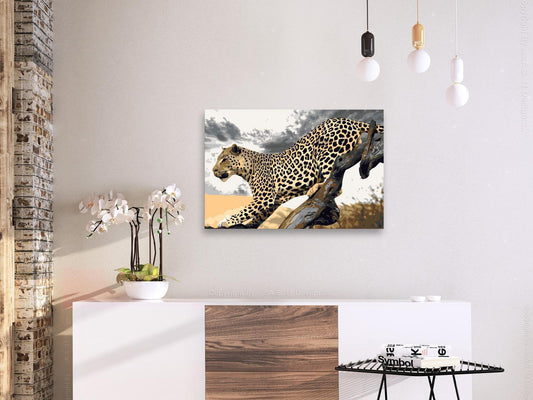 Wandbild zum Ausmalen - Gepard mit Leinwand und Farben