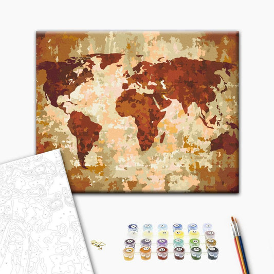Malen nach Zahlen - World Map (Earth Colours)