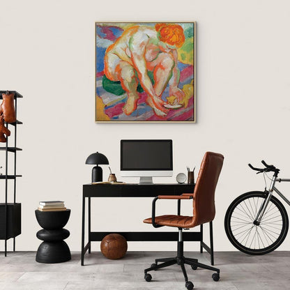 Leinwandbild - Franz Marc – Nude with cat