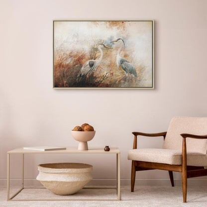 Leinwandbild - Herons on the Hunt (1 Part) Wide