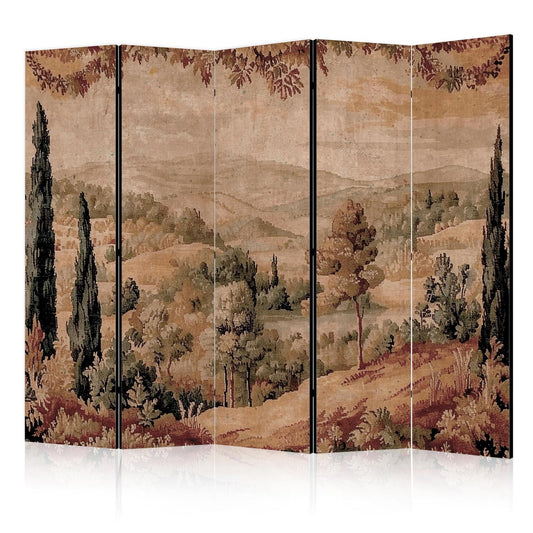 Paravent - Landscape with Cypresses - Old Tapestry with Mediterranean Vegetation Artgeist